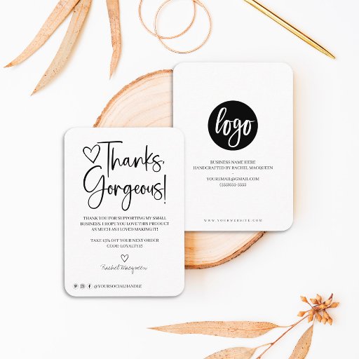 Customizable Minimal Thanks Gorgeous Script Customer Thank You  Business Card