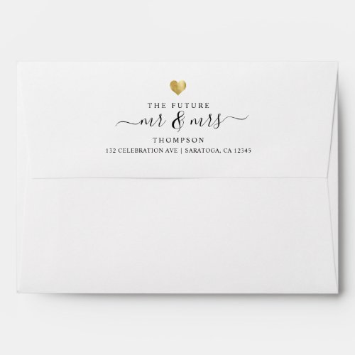Minimal The Future Mr and Mrs Gold Heart Wedding Envelope