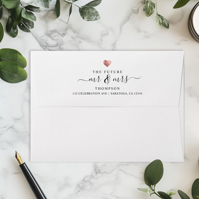 Minimal The Future Mr and Mrs Rose Gold Wedding Envelope (Creator Uploaded)