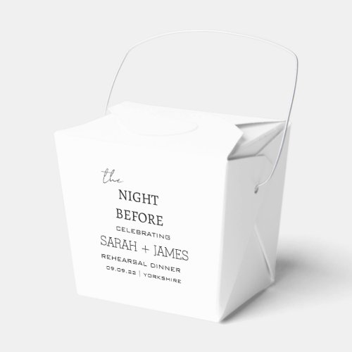 Minimal the Night Before Rehearsal Dinner Wedding  Favor Boxes