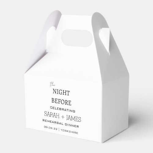 Minimal The Night Before Rehearsal Dinner Wedding  Favor Boxes