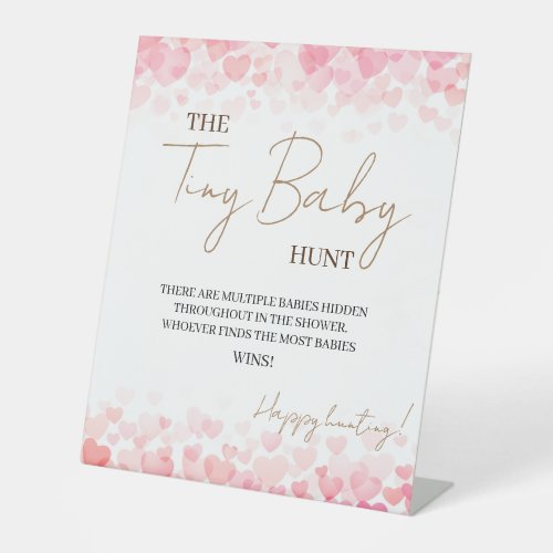 Minimal The Tiny Baby Hunt Baby Shower Game Rustic Pedestal Sign