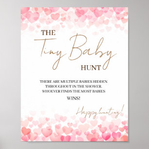 Minimal The Tiny Baby Hunt Baby Shower Game Rustic Poster