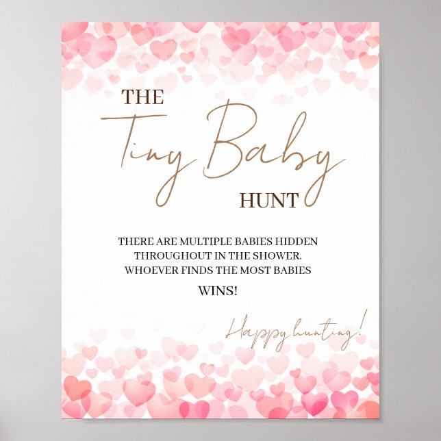Minimal The Tiny Baby Hunt Baby Shower Game Rustic Poster (Front)