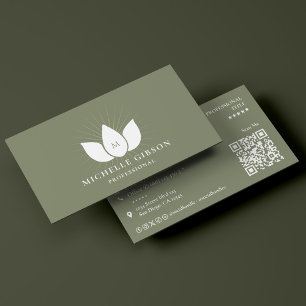 Minimal Therapist Massage Wellness Spa Sage Lotus Business Card