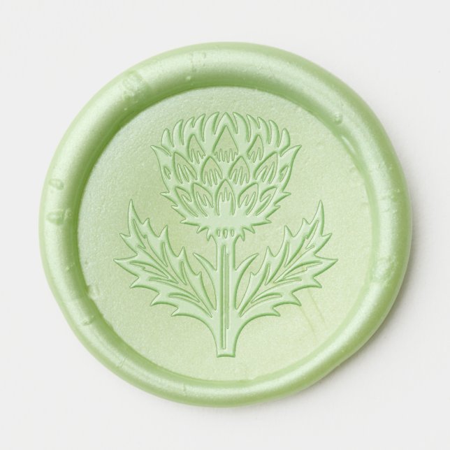 Minimal Thistle Crest Botanical Illustration Wax Seal Sticker (Front)