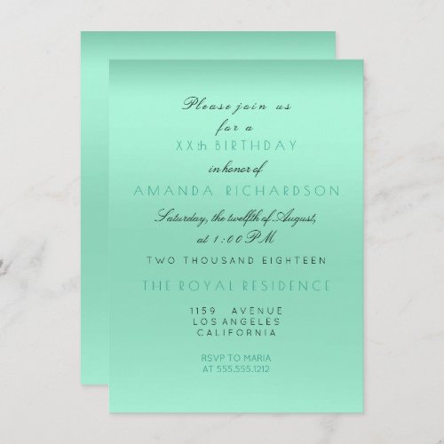 Minimal Tiffany Mint Green Bridal Shower Birthday Invitation