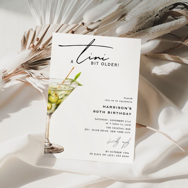 Minimal 'tini bit older! Cocktail Birthday Party  Invitation (Creator Uploaded)
