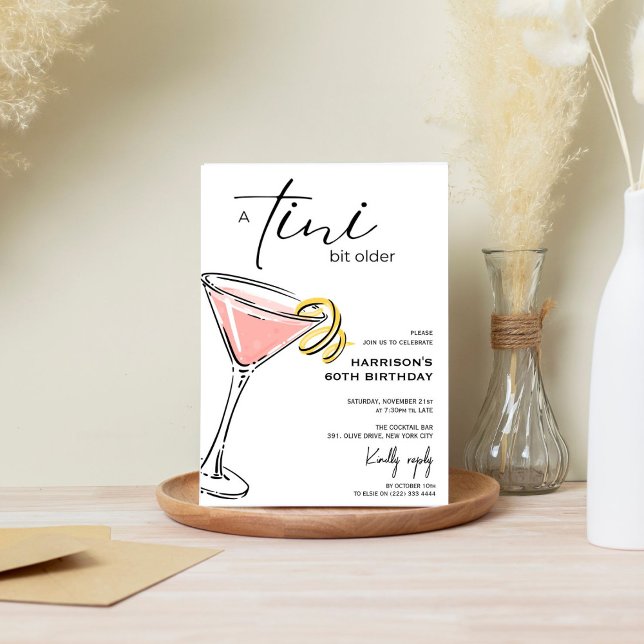 Minimal 'tini bit older! Cocktail Birthday Party Invitation (Creator Uploaded)