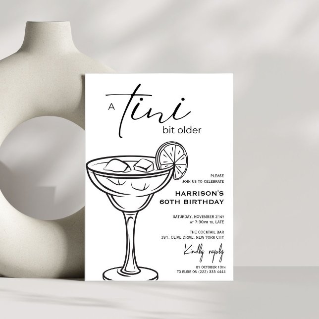 Minimal 'tini bit older! Cocktail Birthday Party Invitation (Creator Uploaded)