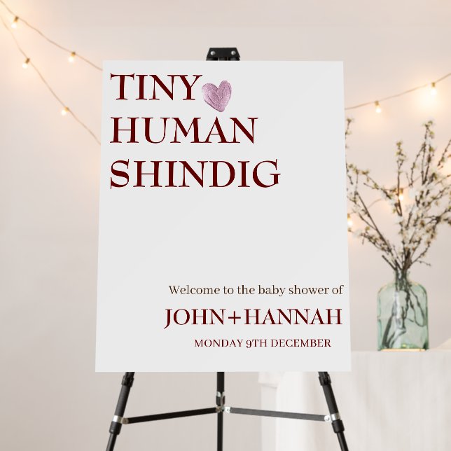 Minimal Tiny Human Shindig Funny Co-ed Baby Shower Foam Board (In Situ (Stand))