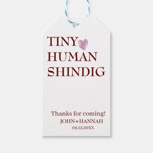 Minimal Tiny Human Shindig Funny Co_ed Baby Shower Gift Tags