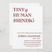 Minimal Tiny Human Shindig Funny Co-ed Baby Shower Invitation (Front/Back)
