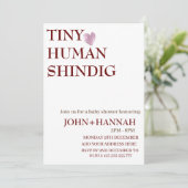 Minimal Tiny Human Shindig Funny Co-ed Baby Shower Invitation (Standing Front)