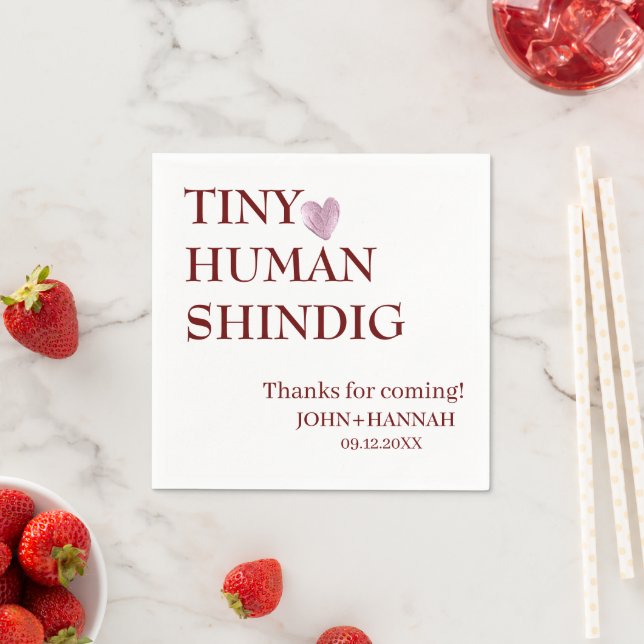 Minimal Tiny Human Shindig Funny Co-ed Baby Shower Napkins (Insitu)