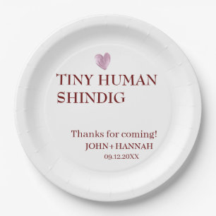 Minimal Tiny Human Shindig Funny Co-ed Baby Shower Paper Plates