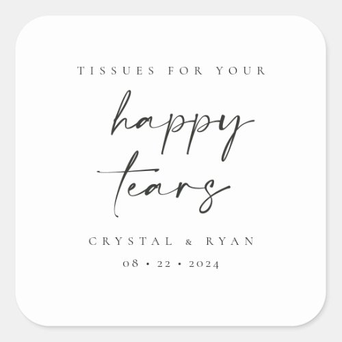 Minimal Tissue Wedding Favor Happy Tears Stickers 