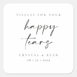 Minimal Tissue Wedding Favor Happy Tears Stickers 