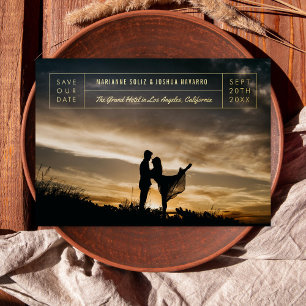 Minimal Titleblock Photo Save the Date Foil Invitation