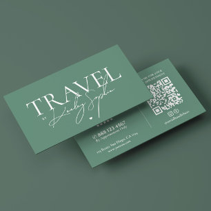 Minimal Tour Agency Travel Planner Dusty Teal Business Card
