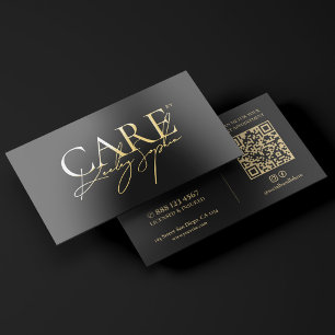 Minimal Travel Nurse Practitioner Black Gold Foil Business Cards