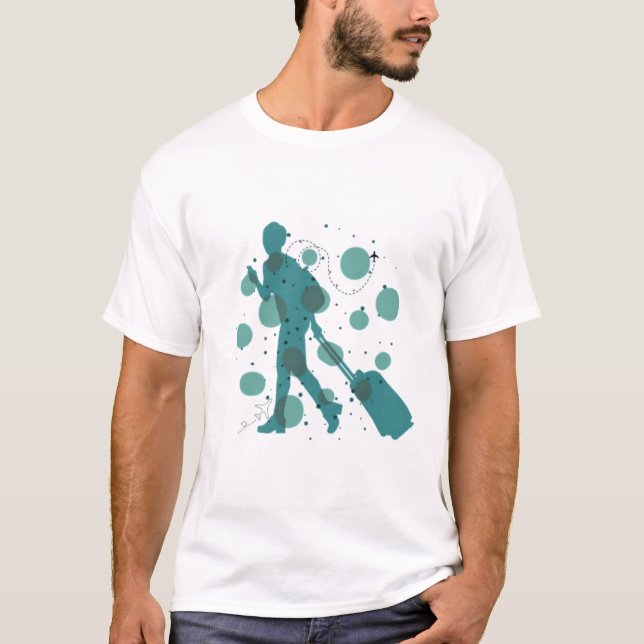 Minimal Traveler with Suitcase Graphic T-Shirt (Front)