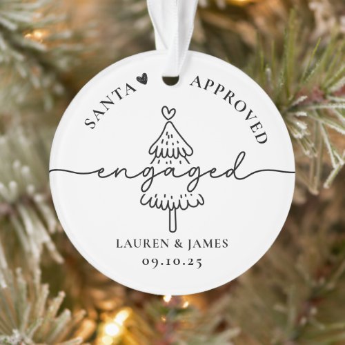 Minimal Tree Our First Christmas Engaged Couple  Ornament