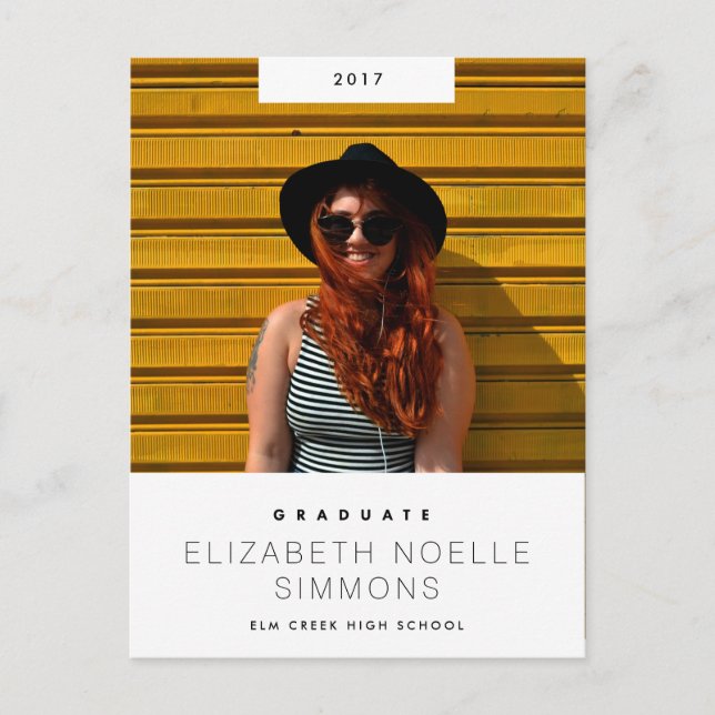 Minimal Trend Modern Graduation Photo Postcard (Front)