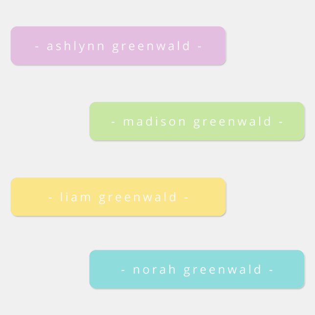 Minimal trendy candy rainbow ombre name label (Group)