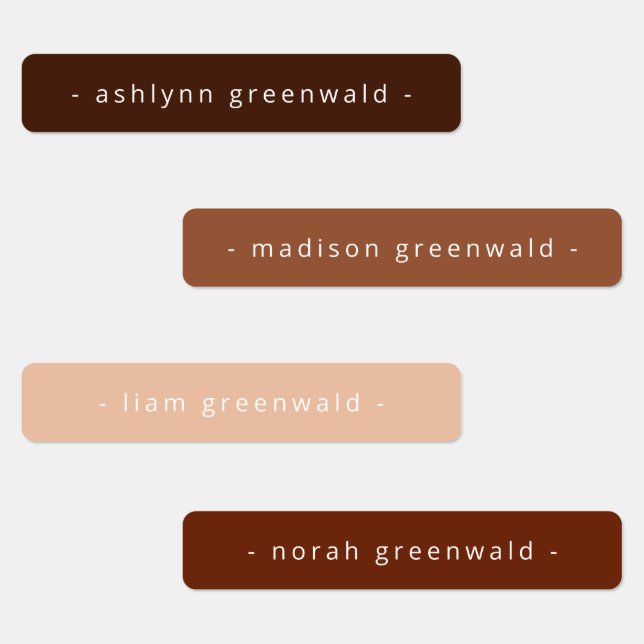 Minimal trendy chocolate brown ombre name label (Group)