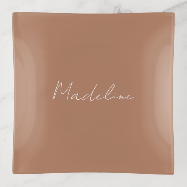 Minimal Trinket Tray Cursive Personal Ring Dish (Front)