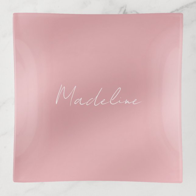 Minimal Trinket Tray Cursive Personal Ring Dish (Front)