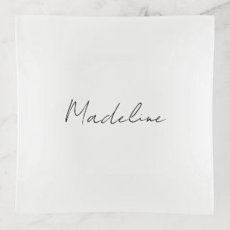 Minimal Trinket Tray Cursive Personal Ring Dish