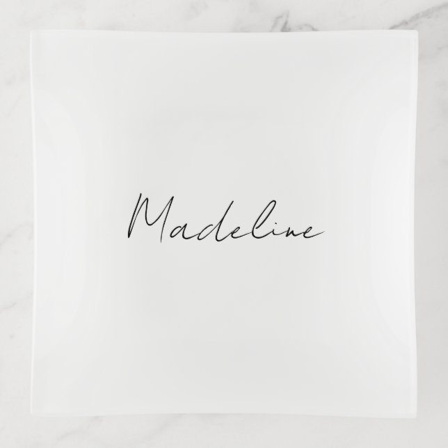 Minimal Trinket Tray Cursive Personal Ring Dish (Front)