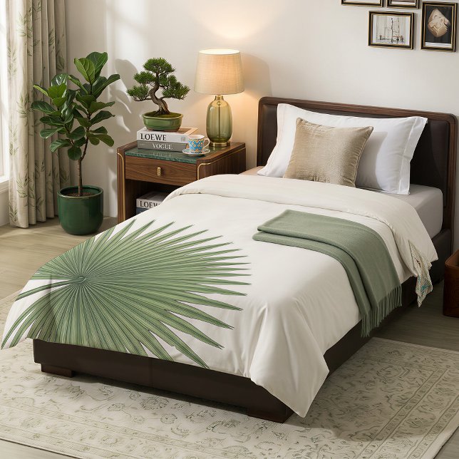 Minimal Tropical Botanical Palm Leaf  Duvet Cover (Creator Uploaded)