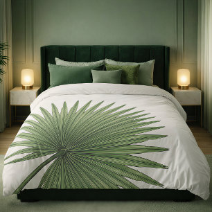 Minimal Tropical Botanical Palm Leaf Duvet Cover