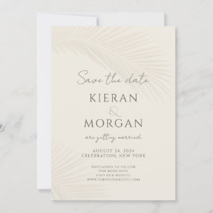 Minimal Tropical Palm Leaf Save the Date Invitation
