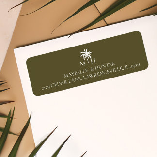 Minimal Tropical Palm Tree Monogram Label