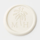 Minimal Tropical Palm Tree Monogram Wedding Wax Seal Sticker<br><div class="desc">Design features our hand-drawn tropical palm tree with a custom monogram. Our boho tropical wedding monogram wax seal sticker is perfect for a beach theme or destination wedding. Design & artwork by Moodthoogy Papery.</div>