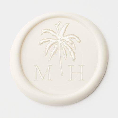 Minimal Tropical Palm Tree Monogram Wedding Wax Seal Sticker