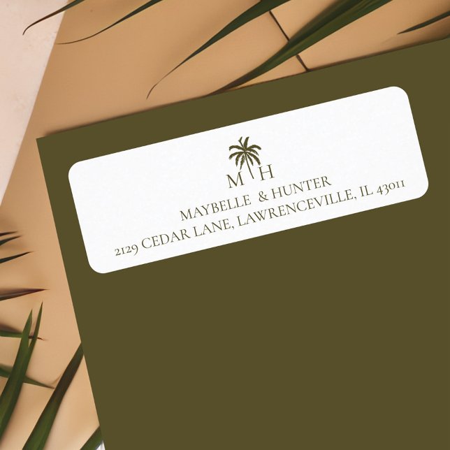Minimal Tropical Palm Tree Monogram White Label (Minimal Tropical Palm Tree Monogram White Label)