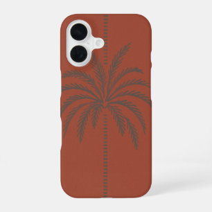 Minimal Tropical Palm Tree Pattern Terracotta iPhone 16 Case