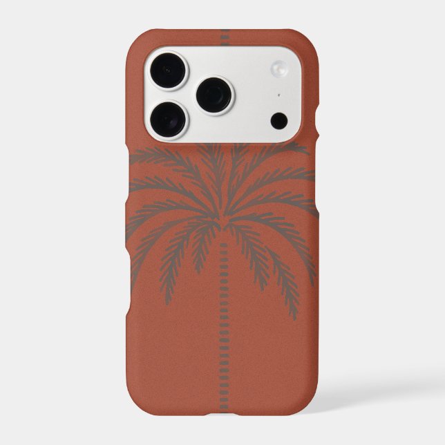 Minimal Tropical Palm Tree Pattern Terracotta  iPhone Case (Back)
