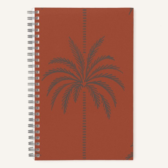 Minimal Tropical Palm Tree Pattern Terracotta  Notebook (Front)