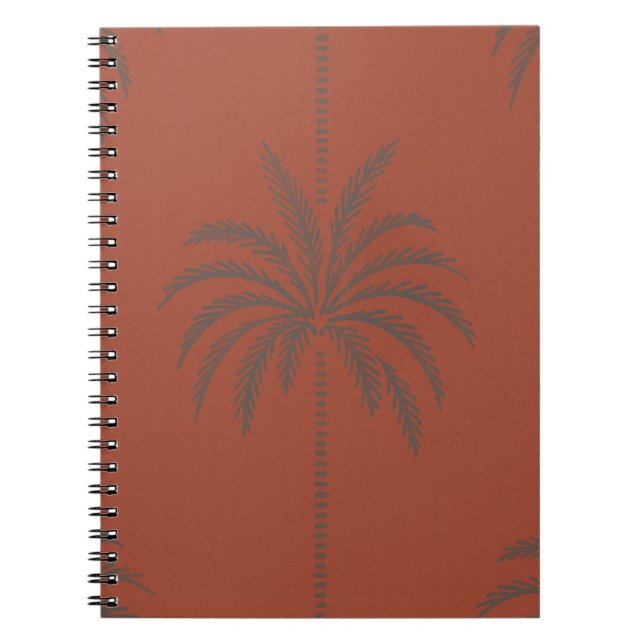 Minimal Tropical Palm Tree Pattern Terracotta  Notebook (Front)