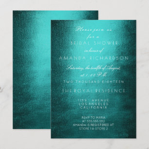 Minimal Tropical Teal White Bridal Shower Invitation