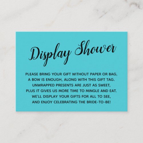 Minimal Turquoise No Wrap Bridal Shower Gift Card