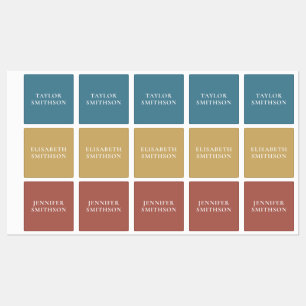 Minimal Turquoise Terracotta Custom Name School Labels