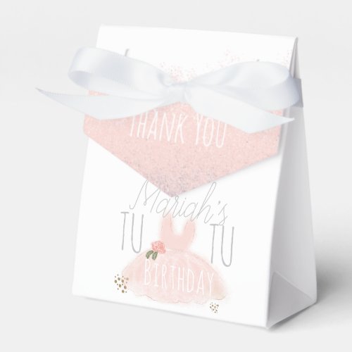 Minimal Tutu Girls Birthday Turning Two Glitter  Favor Boxes