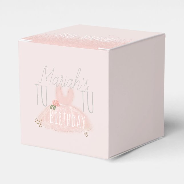 Minimal Tutu Girl's Birthday Turning Two Glitter  Favor Boxes (Front Side)